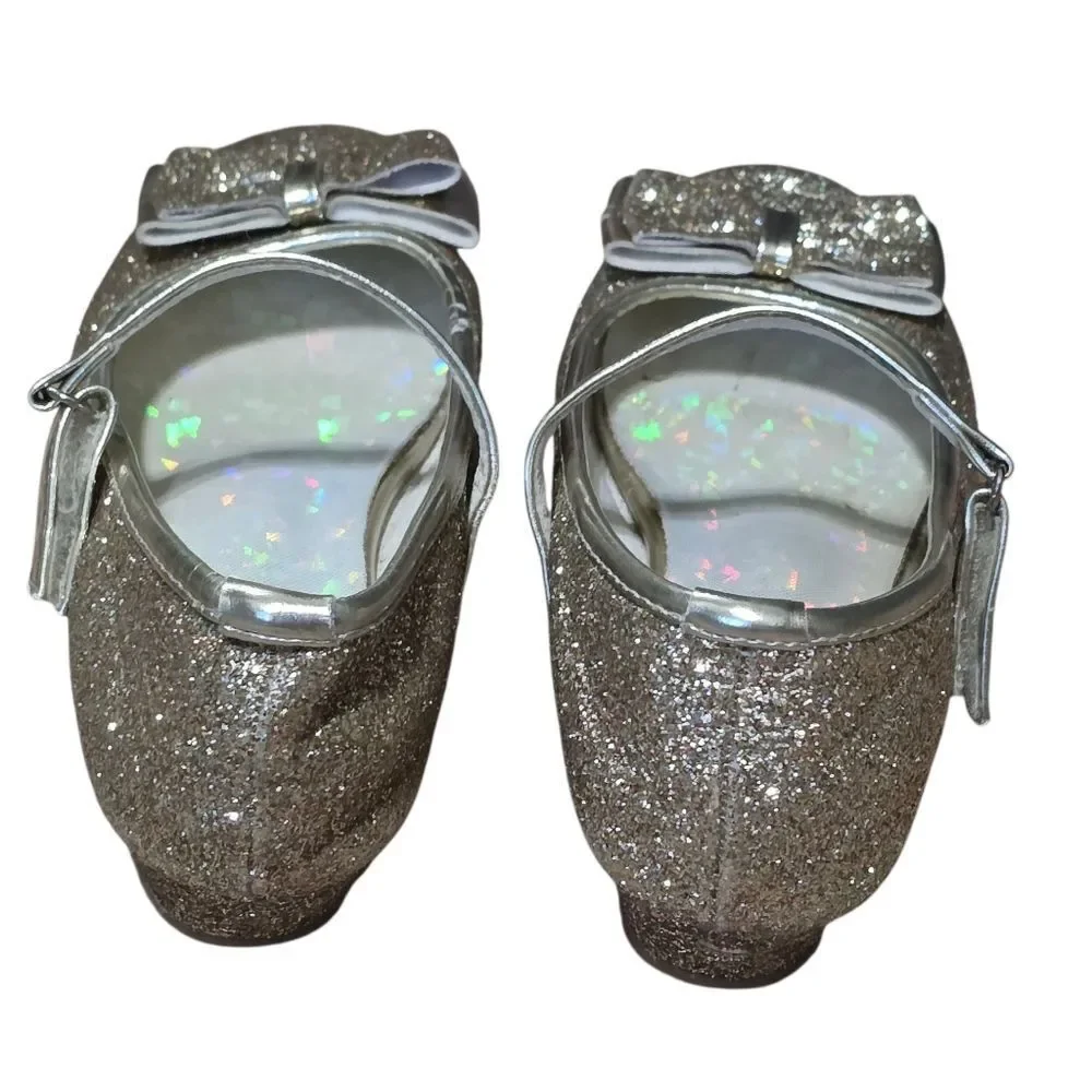 Stelle Glittery Gold Dress Shoes With Bow